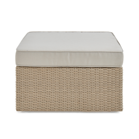 Alaterre Furniture Canaan All-Weather Wicker Outdoor 26"  Square Ottoman with Cushion AWWC09CC